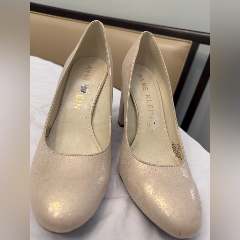 Anne Klein Shimmering Beige Heels